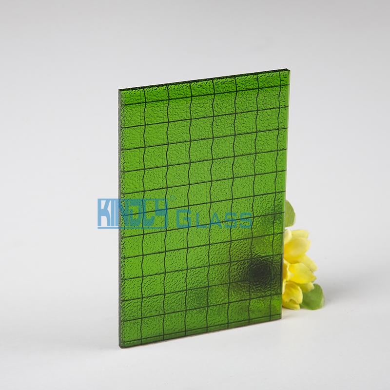 Green Nashiji Wired Patterned Glass